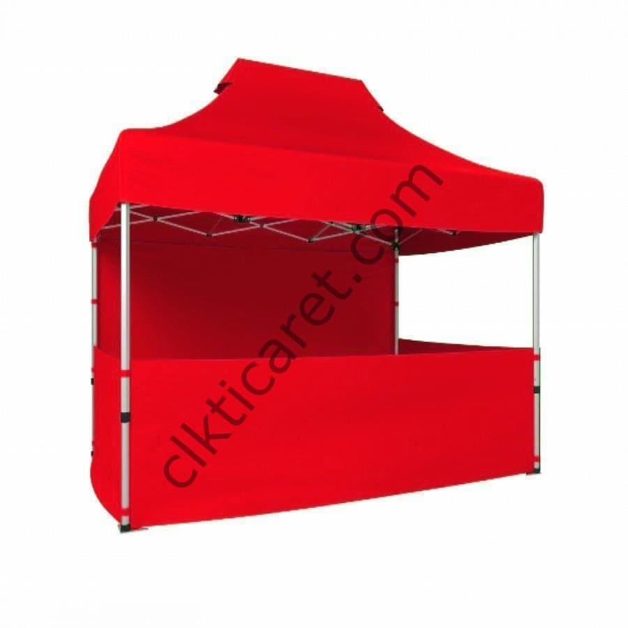 CLK 2x3 40mm Profil Gazebo Çadır 4 Yan Kapalı 1 Kapılı 1 Tam 3 Yarım Perdeli