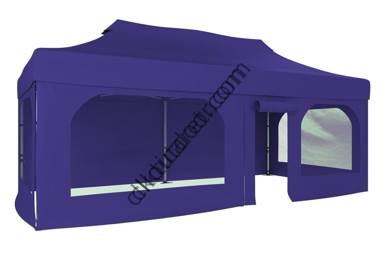 CLK 2x4 40mm Alüminyum Katlanabilir Tente Gazebo Çadır 2 Yan Pencereli 1 Yan Aksesuarsız 1 Yan Kapı ve Pencereli