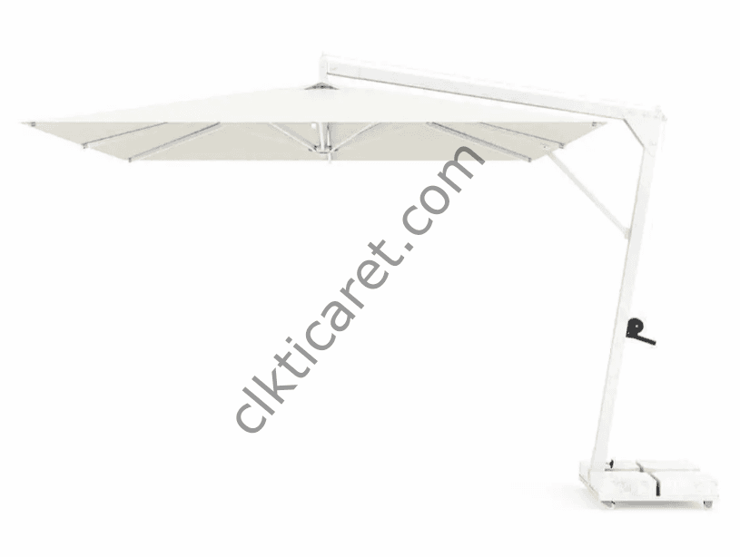 CLK Avanos 3x3 Metre Yandan Kollu Beyaz Bahçe Havuz Otel Şemsiyesi