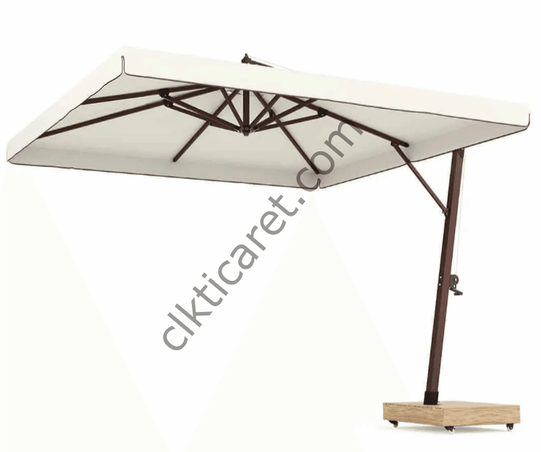 CLK Avanos 3x3 Metre Yandan Kollu Kahverengi Saçaklı Bahçe Havuz Otel Şemsiyesi