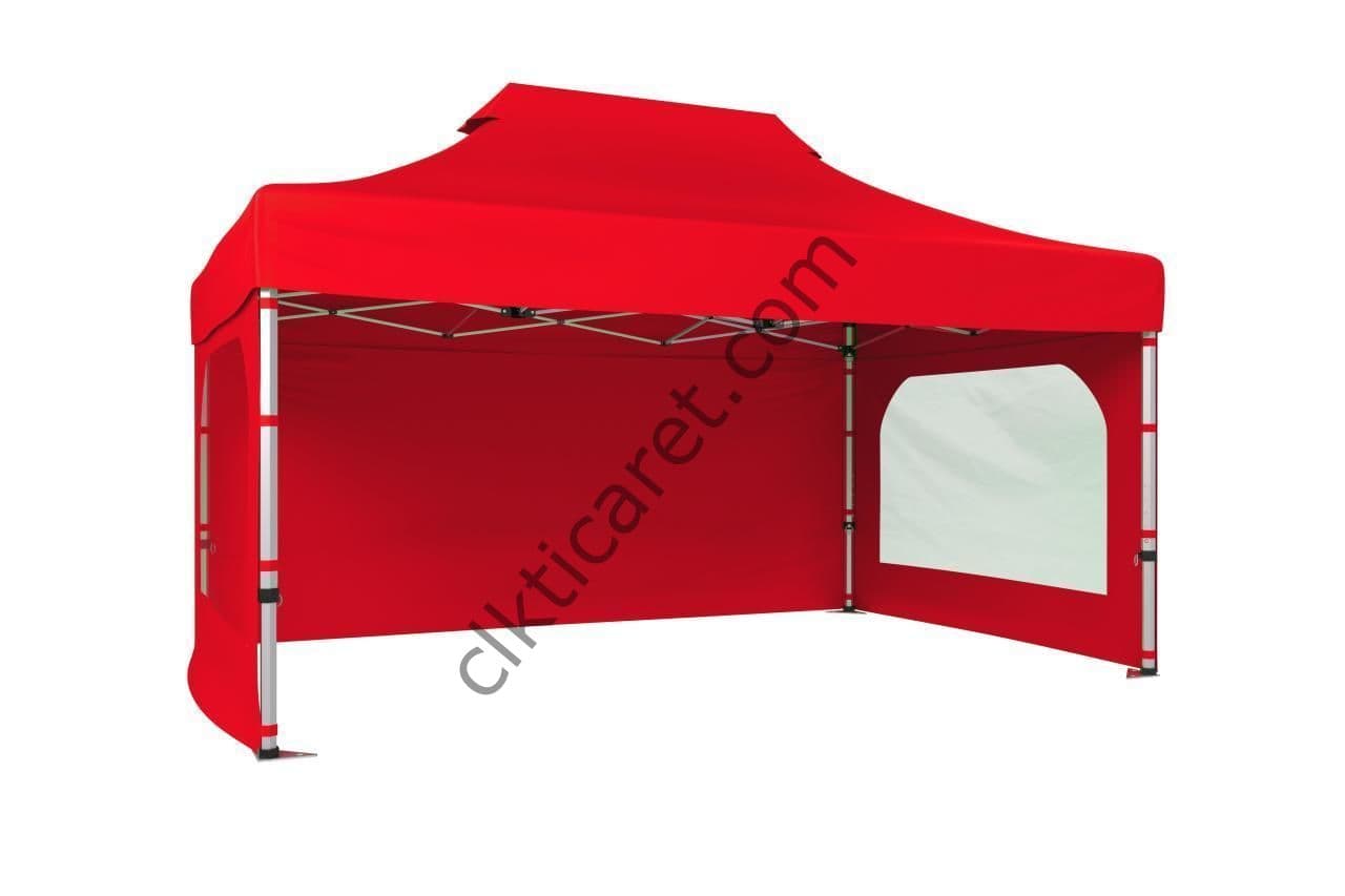 CLK 3x4,5 40 mm Katlanabilir Tente Gazebo Çadır Gazebo Çadır 3 Yan Duvarlı 2 Pencereli