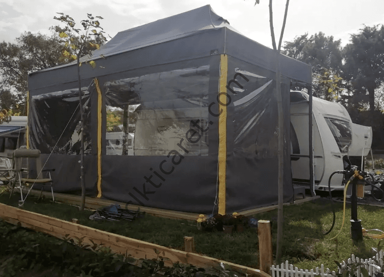 CLK 3x6 mt Karavan Çadırı Kış Bahçesi 40 mm Alüminyum Profil Portatif Katlanabilir Tente