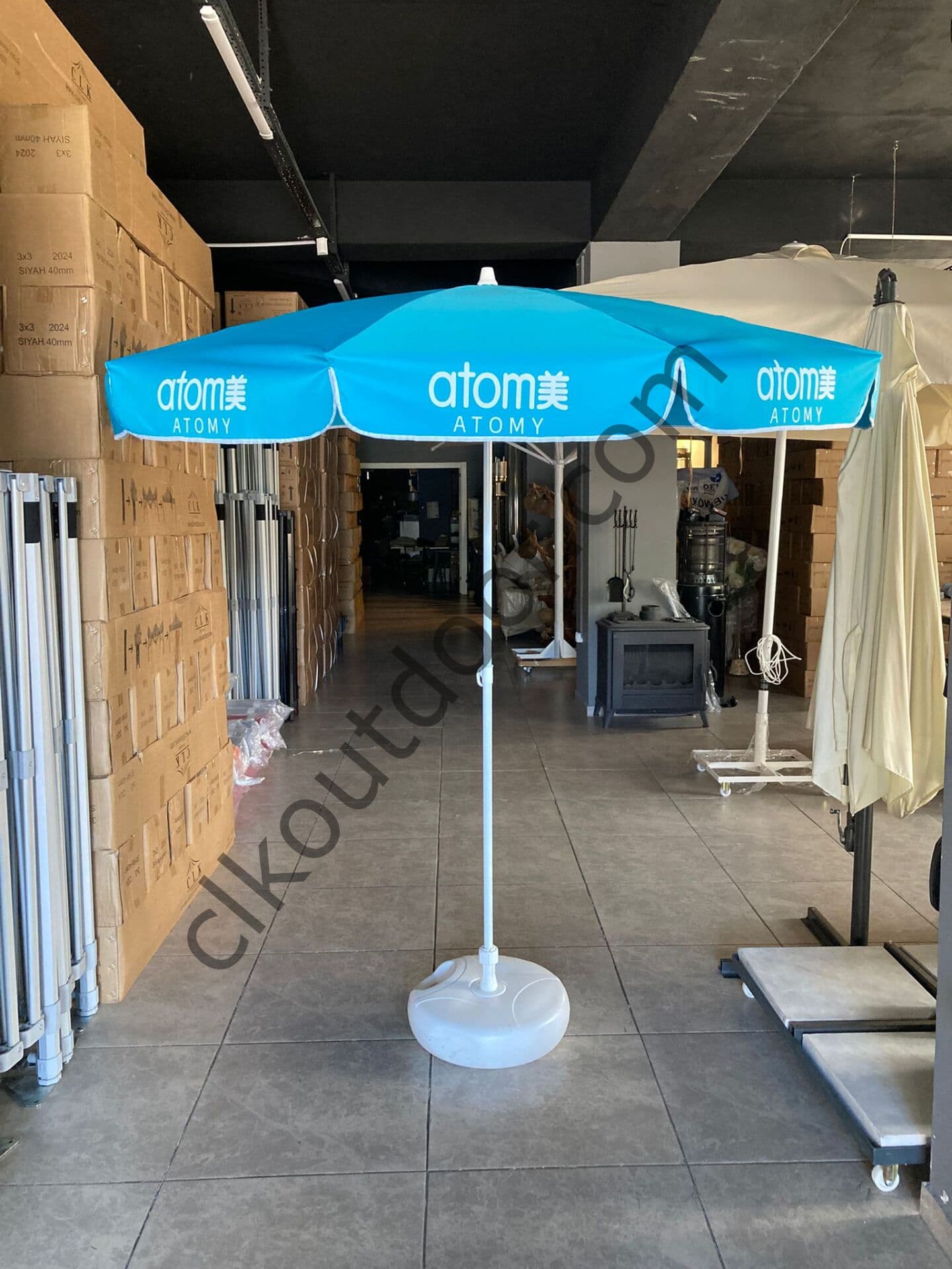 CLK Logo Baskılı Güneş Plaj Havuz Şemsiyeleri İmalatı Satışı